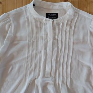 Selected Femme White Pleated Blouse